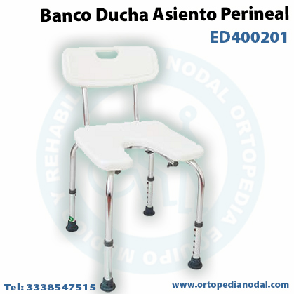 Banco ducha con asiento perineal mod ED400201 – Ortopedia Nodal