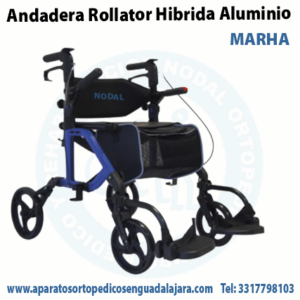 Andadera Rollator Híbrida de Aluminio mod MARHA